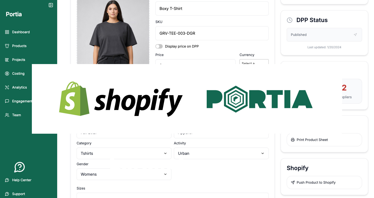 Portia Shopify