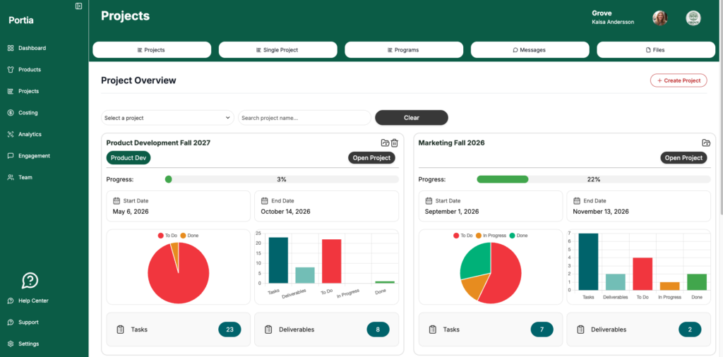 Portia Project Management